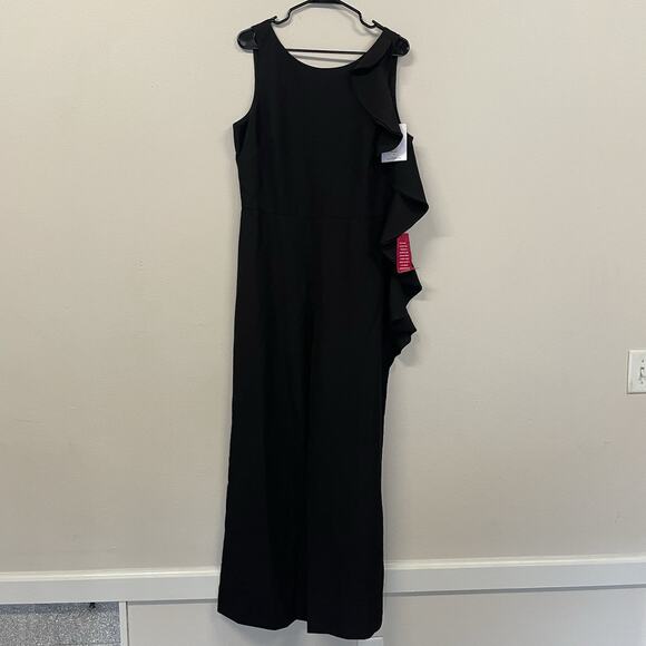 Belle Badgley Mischka Allison Side Ruffle Jumpsuit Size 14 NWT - Picture 1 of 9